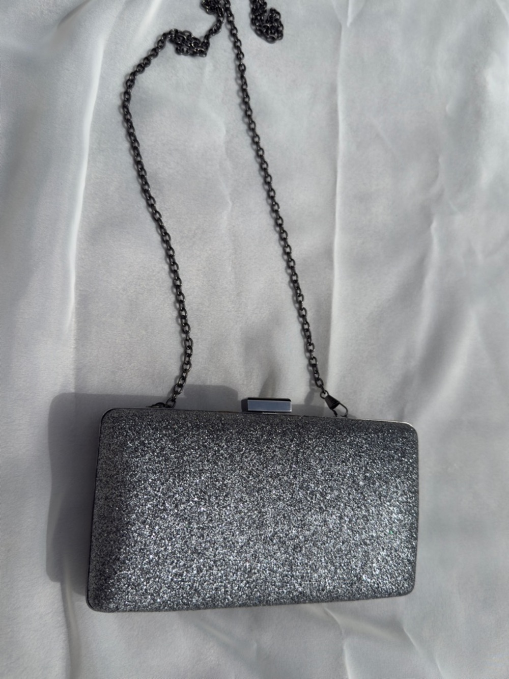 NATASHA Gunmetal Gray Swarovski Crystals Embellished Crossbody Evening Bag - Picture 5 of 12